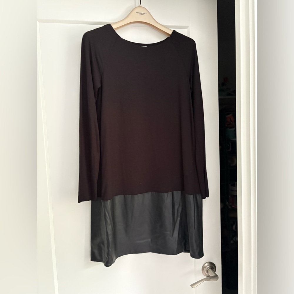 Bailey 44 Black Dress with Faux Leather Detail